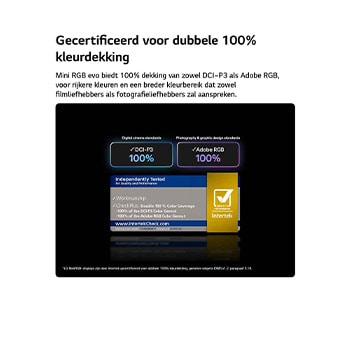 Een LG Mini RGB evo AI MRGB85 benadrukt de visuele kwaliteit zonder verlies door een levendig landschap met duidelijke diepte tegen een donkere achtergrond te tonen, waardoor de visuele prestaties vergelijkbaar zijn met die van een bekabelde tv-verbinding.